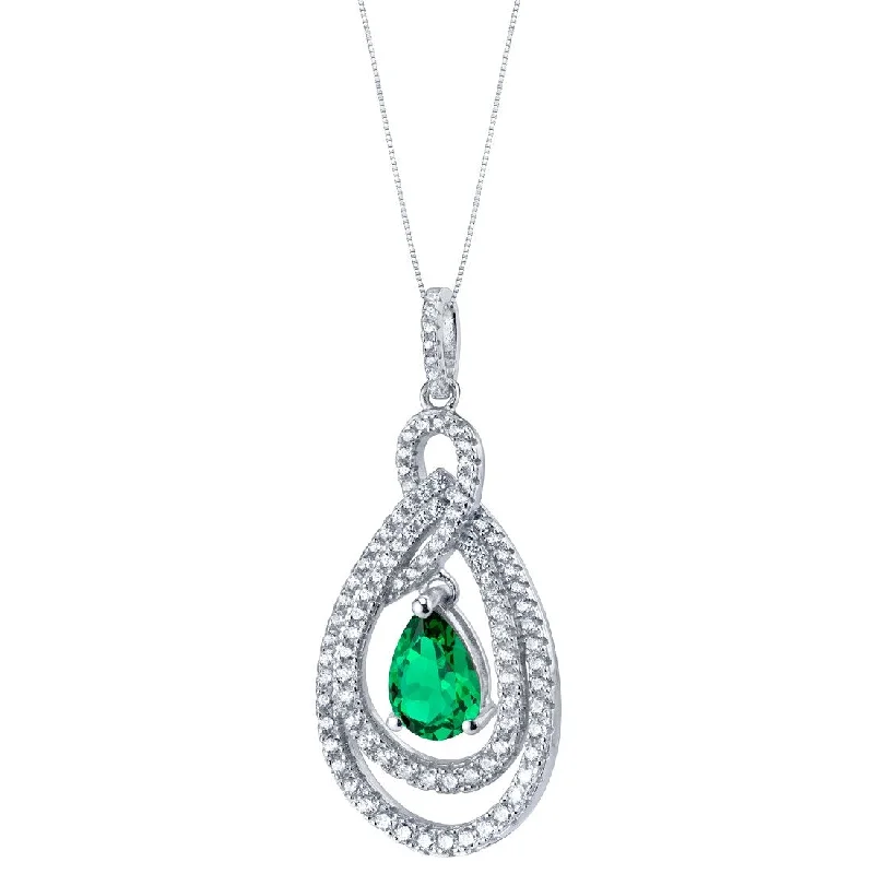 personalized pendant for women -2 ct Emerald Pendant in Sterling Silver