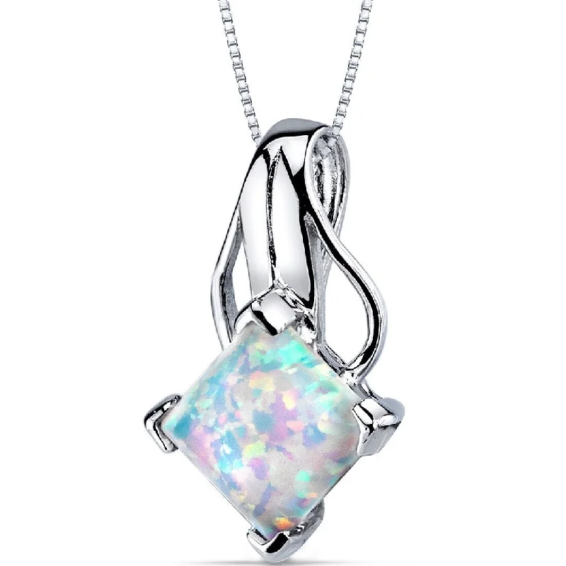 large crystal pendant necklace -2 ct Opal Pendant in Sterling Silver