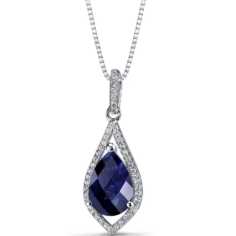 trendy chain necklace for women -3.75 ct Blue Sapphire Pendant in Sterling Silver