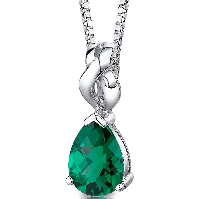 cubic zirconia pendant necklace -3 ct Emerald Pendant in Sterling Silver