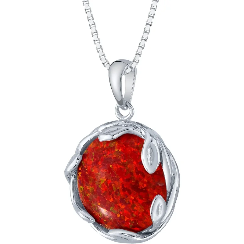 crystal teardrop necklace -3 ct Red Opal Pendant in Sterling Silver