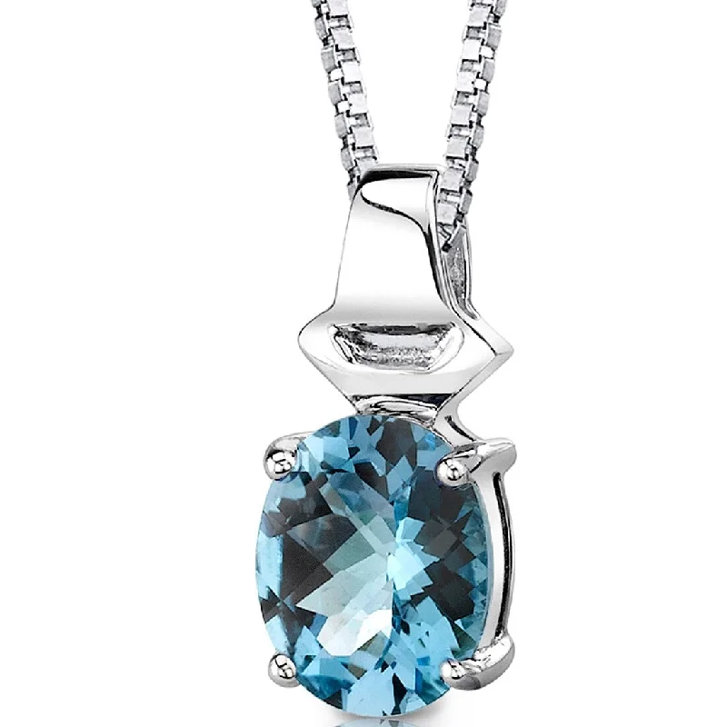 initial pendant necklace gold -3 ct Swiss Blue Topaz Pendant in Sterling Silver