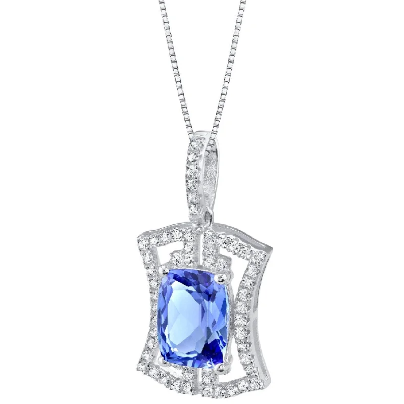 silver tree of life necklace -3 ct Tanzanite Pendant in Sterling Silver