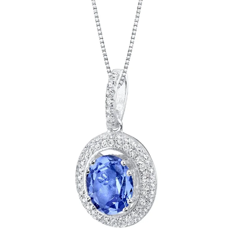 black pendant necklace for men -3 ct Tanzanite Pendant in Sterling Silver