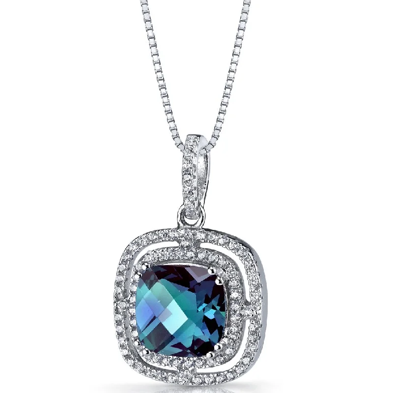 retro chain necklace for men -4.25 ct Alexandrite Pendant in Sterling Silver