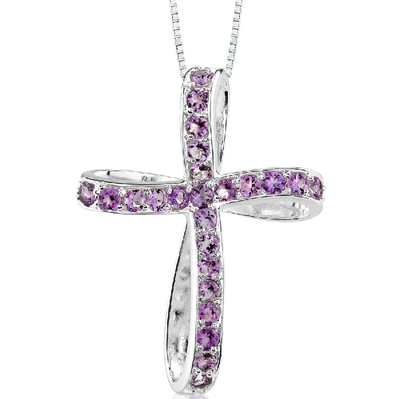 engraved gemstone pendant necklace -5.31 ct Amethyst Pendant in Sterling Silver