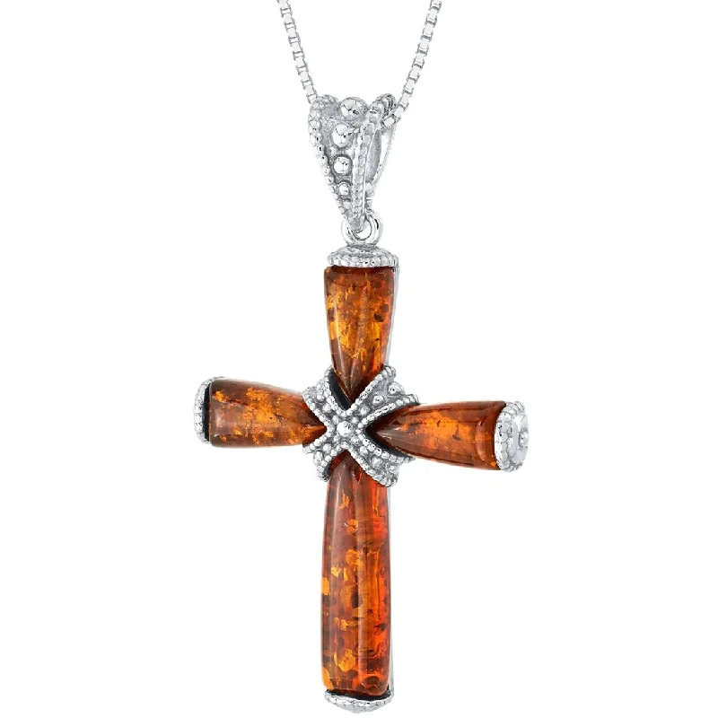 charm heart necklace -Amber Cross Pendant in Sterling Silver