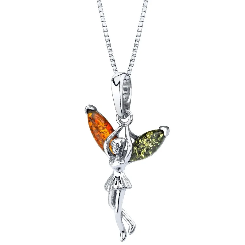 infinity bracelet and necklace set -Amber Fairy Pendant in Sterling Silver