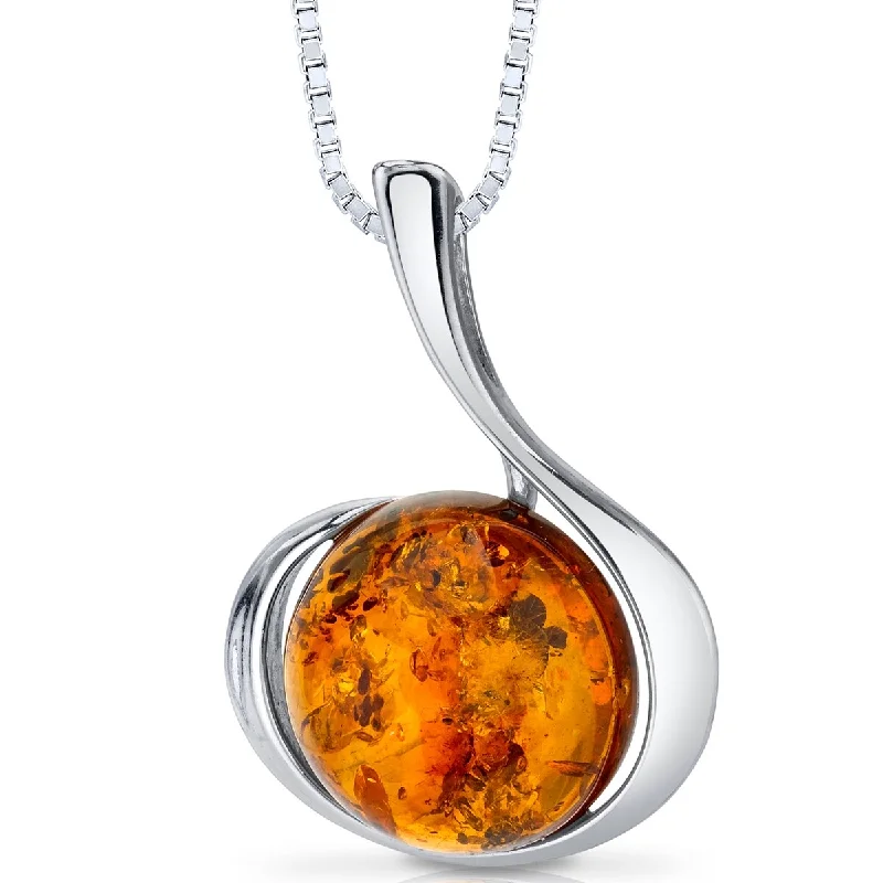 cute initial necklace -Amber Large Round Pendant in Sterling Silver