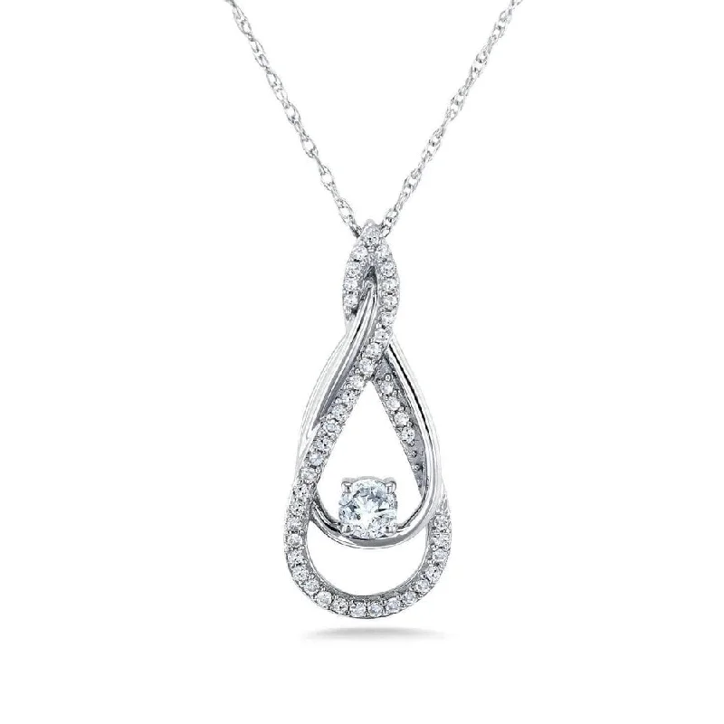 angel pendant necklace silver -Annello by Kobelli 10k White Gold 1/4ct TDW Fancy Infinity Looping Pendant and Chain (18 Inches)