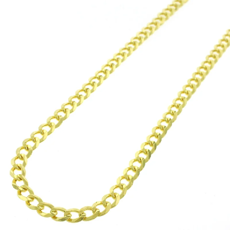 colorful chain necklace -Authentic Solid Sterling Silver 4mm Cuban Curb Link .925 ITProLux Yellow Gold Necklace Chains 16" - 30", Made In Italy