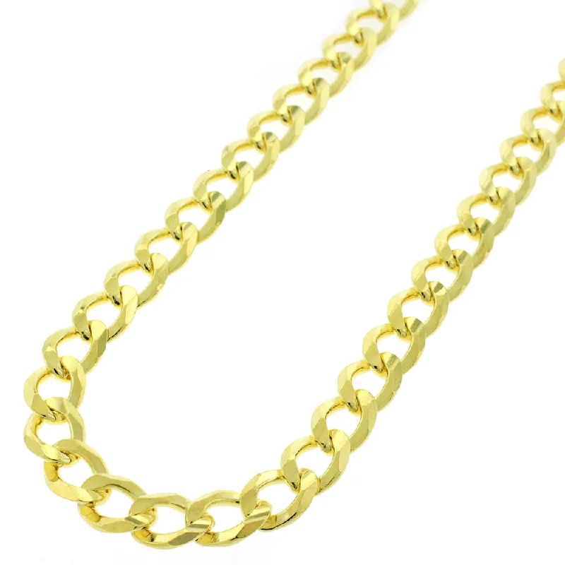 long silver chain necklace -Authentic Solid Sterling Silver 7.5mm Cuban Curb Link .925 ITProLux Yellow Gold Necklace Chains 20" - 30", Made In Italy