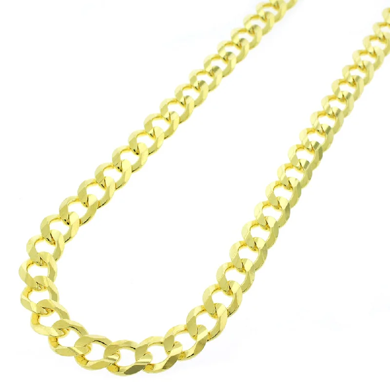 custom charm pendant necklace -Authentic Solid Sterling Silver 7mm Cuban Curb Link .925 ITProLux Yellow Gold Necklace Chains 20" - 30", Made In Italy