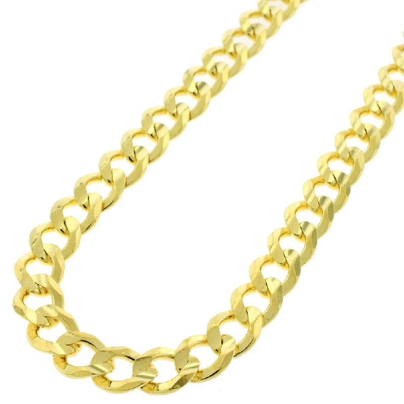 crystal drop pendant necklace -Authentic Solid Sterling Silver 8.5mm Cuban Curb Link .925 ITProLux Yellow Gold Necklace Chains 20" - 30", Made In Italy