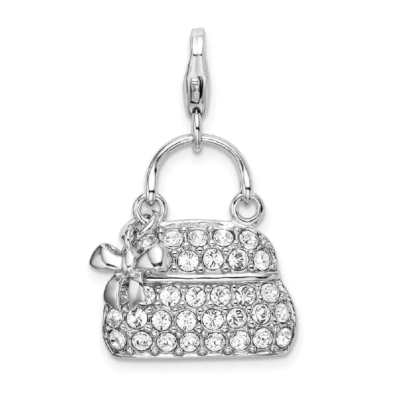 moonlight necklace pendant -Diamond2Deal 925 Sterling Silver Enameled 3-D Purse Pendant (L- 31 mm, W- 18 mm)