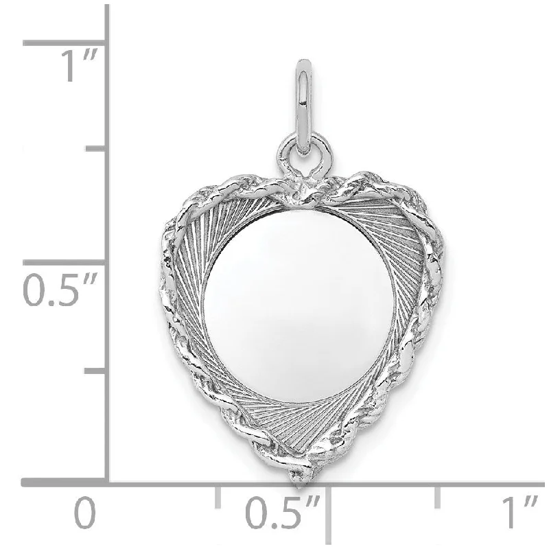 custom charm pendant necklace -Diamond2Deal 925 Sterling Silver Engraveable Heart Polished Front Satin Back Disc Pendant (L- 24 mm, W- 17 mm)