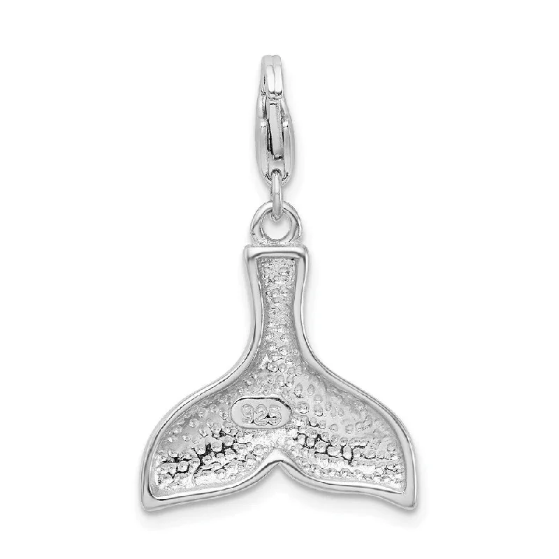 silver tree of life necklace -Diamond2Deal 925 Sterling Silver Polished WhaleTail Lobster Clasp Pendant (L- 39 mm, W- 18 mm)