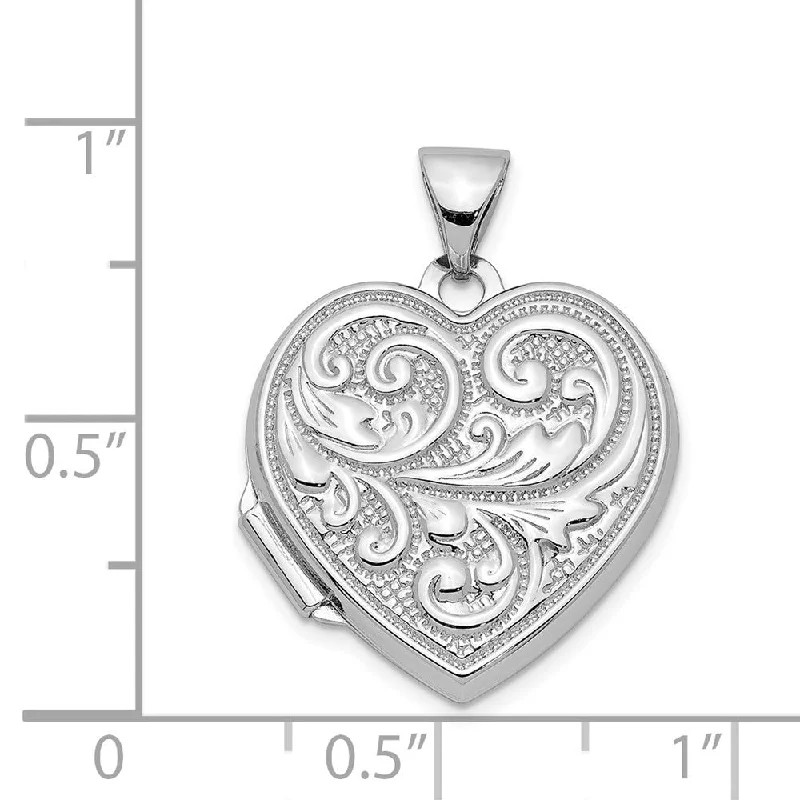 boho chic necklace for women -Diamond2Deal 925 Sterling Silver Rhodium-plated 18mm Scroll Design Heart Locket