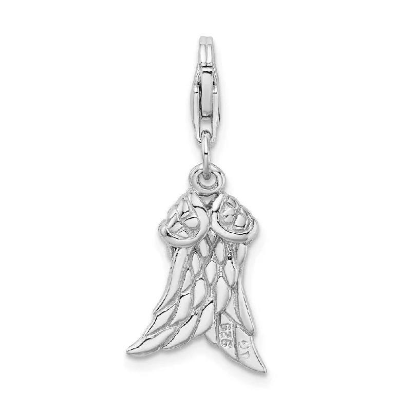 infinity bar necklace -Diamond2Deal 925 Sterling Silver Rhodium-Plated 3-D Wings Pendant (L- 28 mm, W- 12 mm)