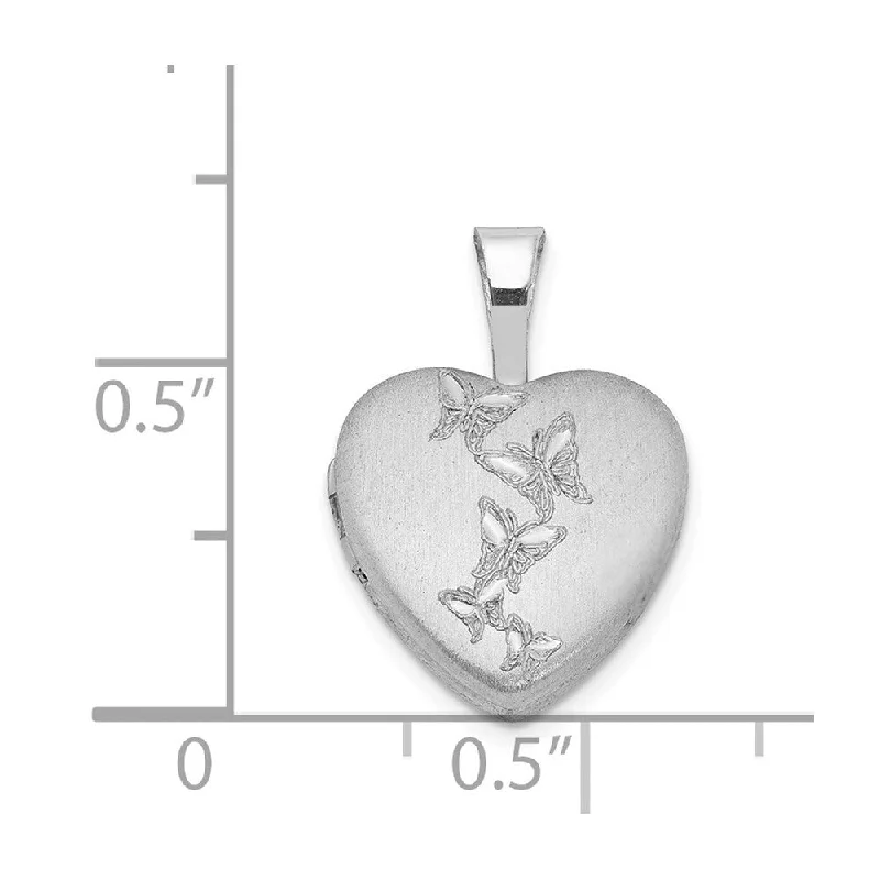 moonlight necklace pendant -Diamond2Deal 925 Sterling Silver Rhodium-plated Butterflies 12mm Heart Locket