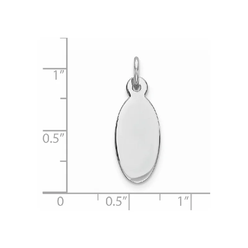 personalized pendant for women -Diamond2Deal 925 Sterling Silver Rhodium Plated Eng. Oval Polish Front Satin Back Disc Pendant (L- 27 mm, W- 9 mm)