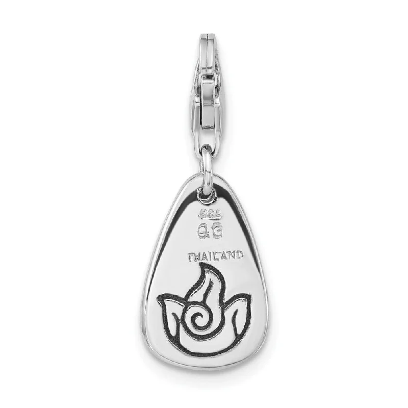 elegant silver pendant -Diamond2Deal 925 Sterling Silver Rhodium-Plated Fire Symbol Pendant (L- 25 mm, W- 9 mm)