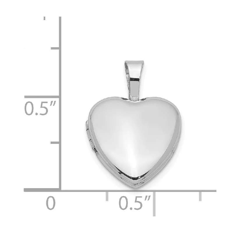 sterling silver dog tag necklace -Diamond2Deal 925 Sterling Silver Rhodium-plated Polished 12mm Heart Locket