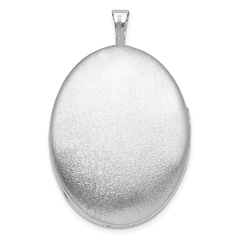 silver and crystal necklace -Diamond2Deal 925 Sterling Silver Rhodium-plated Polished 26x20mm Oval Ash Holder Locket