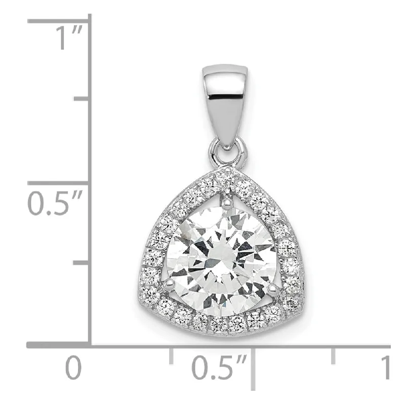 engraved photo necklace -Diamond2Deal 925 Sterling Silver Rhodium-plated Polished Cubic Zirconia Pendant