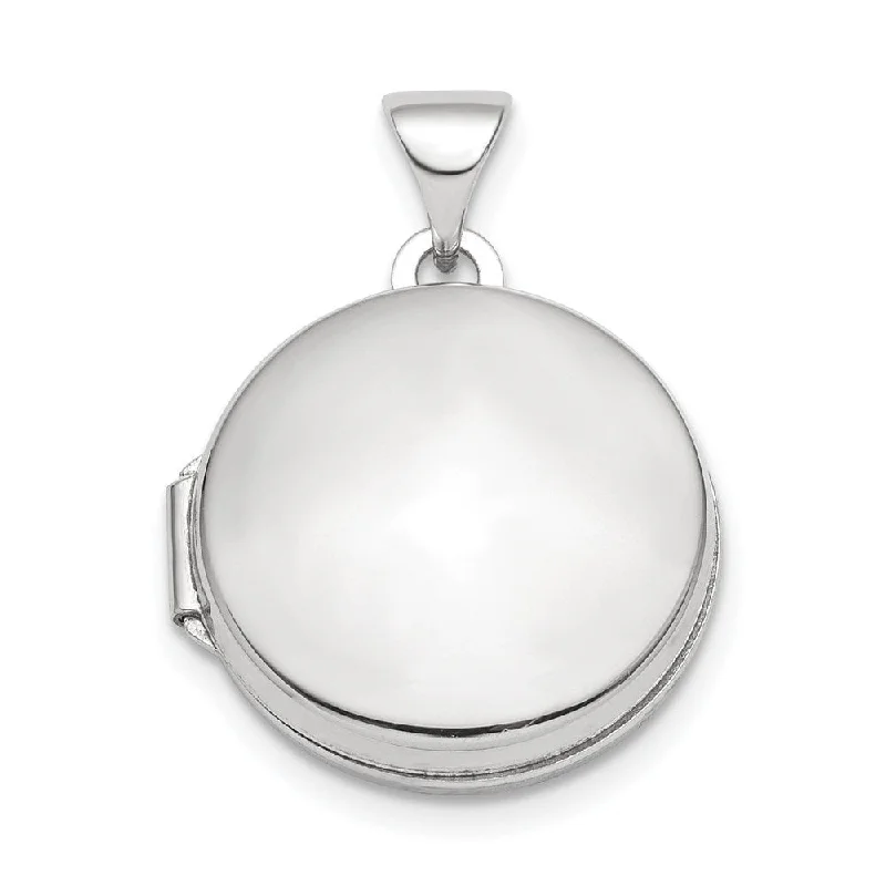 fashion pearl necklace -Diamond2Deal 925 Sterling Silver Rhodium-plated Polished Domed 16mm Round Locket