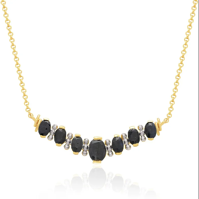 delicate gold choker necklace -Dolce Giavonna 14k Gold Overlay Sapphire Necklace