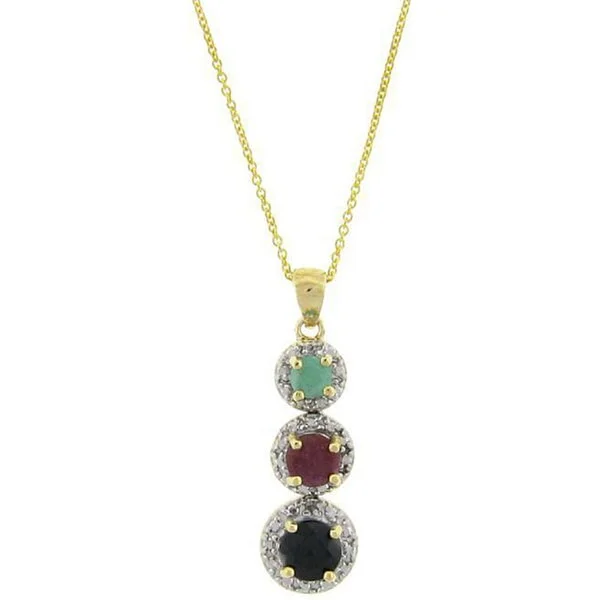 creative crystal necklace -Dolce Giavonna 18k Gold over Silver Sapphire/ Ruby/ Emerald/ Diamond Necklace