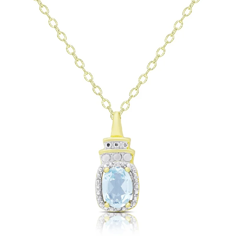 heart shaped crystal necklace -Dolce Giavonna Gold Over Sterling Silver Blue Topaz and Diamond Accent Necklace