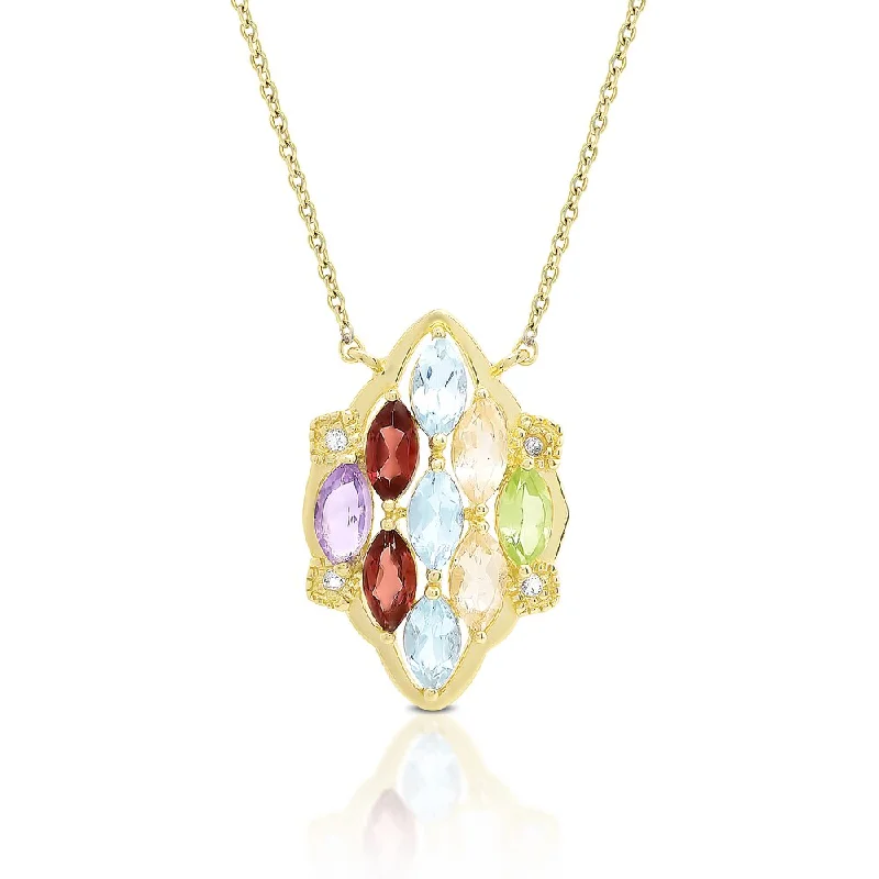 double layer crystal necklace -Dolce Giavonna Gold Over Sterling Silver Multi Gemstone Necklace