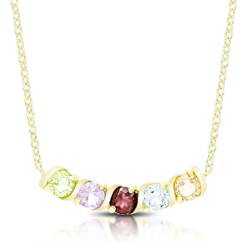 long silver chain necklace -Dolce Giavonna Gold Over Sterling Silver Multi Gemstone Necklace