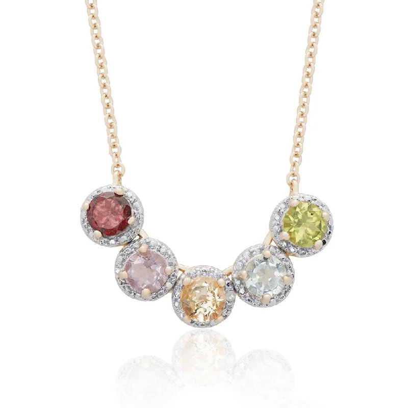 rainbow gemstone necklace -Dolce Giavonna Gold Over Sterling Silver Multi Gemstone Necklace