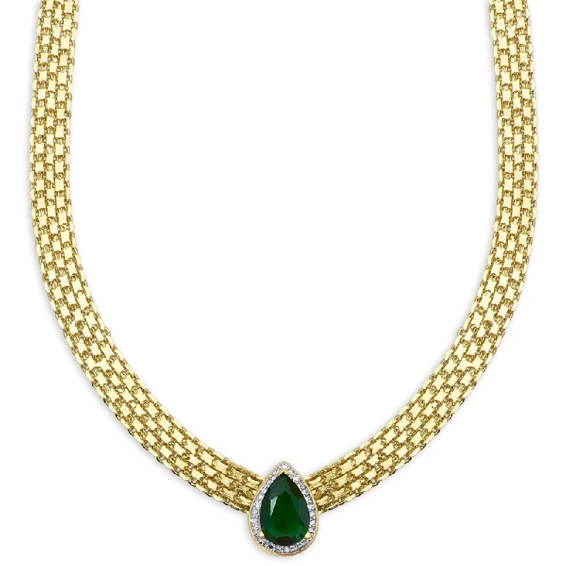 cute butterfly pendant necklace -Dolce Giavonna Gold Overlay Simulated Emerald & Diamond Accent Necklace