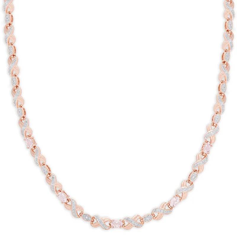 chunky gold statement necklace -Dolce Giavonna Rose Gold Overlay Simulated Morganite 'XO' Necklace