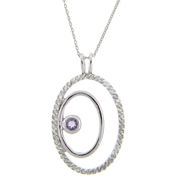 rainbow crystal pendant necklace -Dolce Giavonna Sterling Silver 1/2ct TDW Diamond and Amethyst Necklace