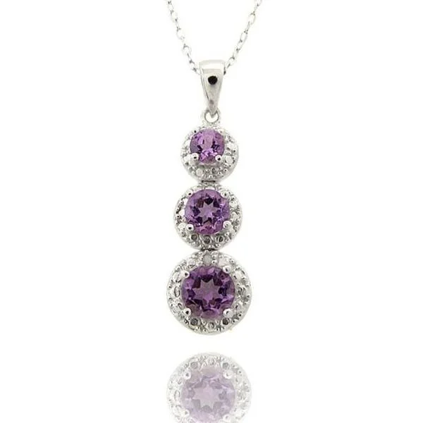 unique gemstone necklace -Dolce Giavonna Sterling Silver Amethyst and Diamond Accent Necklace