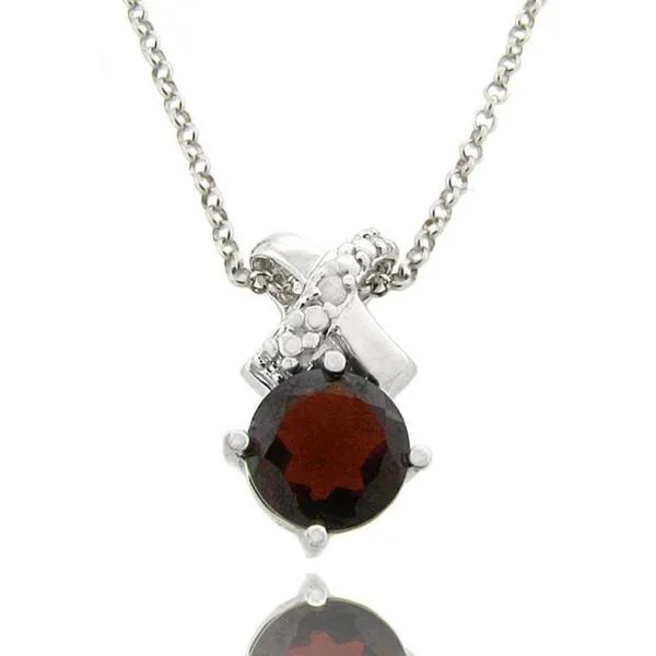 minimalistic chain necklace -Dolce Giavonna Sterling Silver Garnet and Diamond Accent 'X' Necklace