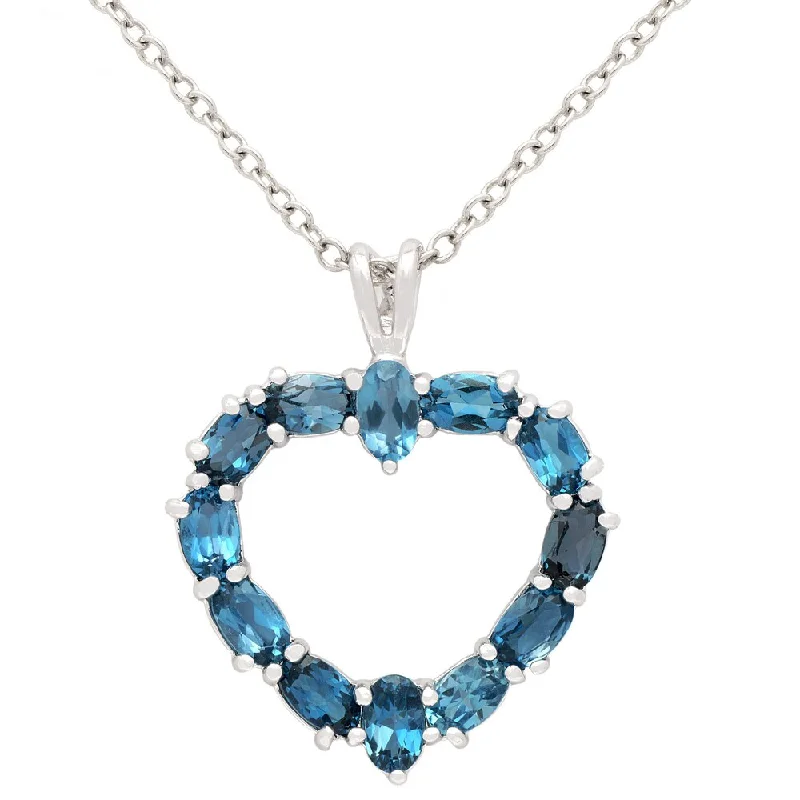 nature inspired necklace -Dolce Giavonna Sterling Silver Gemstone Heart Necklace in a Gift Box