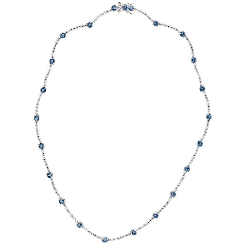 layered pendant necklace for women -Dolce Giavonna Sterling Silver London Blue Topaz Necklace