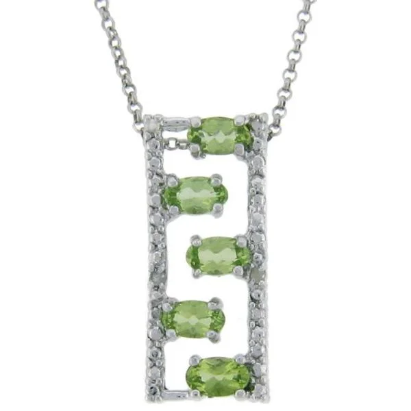 simple custom necklace -Dolce Giavonna Sterling Silver Peridot and Diamond Accent Ladder Necklace