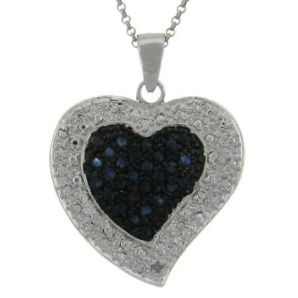 custom star necklace -Dolce Giavonna Sterling Silver Sapphire and Diamond Accent Heart Necklace