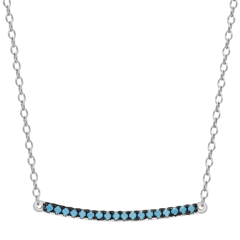 birthstone necklace set -Dolce Giavonna Sterling Silver Simulated Nano Turquoise Curved Bar Necklace