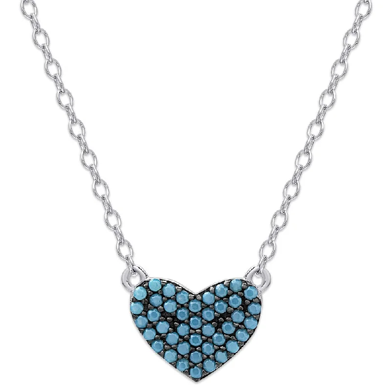 chunky gold statement necklace -Dolce Giavonna Sterling Silver Simulated Nano Turquoise Heart Necklace