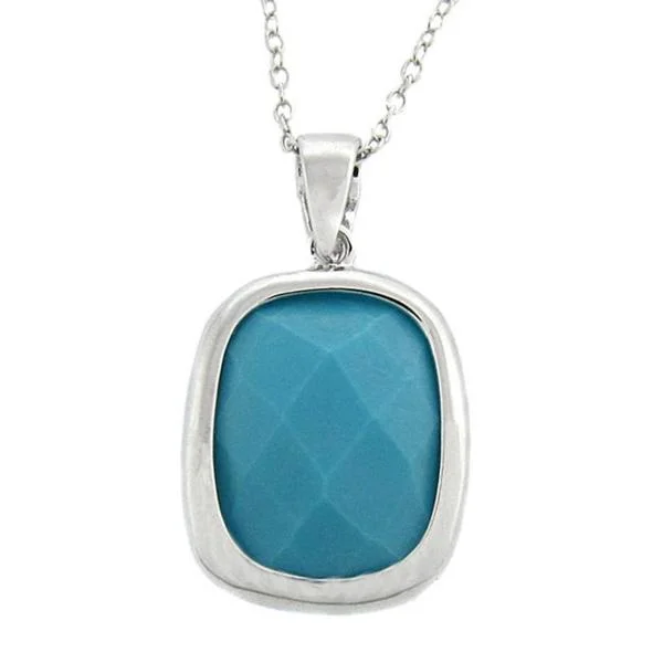 initial letter pendant necklace -Dolce Giavonna Sterling Silver Synthetic Turquoise Rectangle Necklace