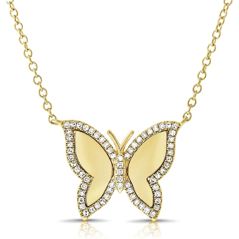 matching jewelry necklace set -Joelle Diamond Butterfly 1/5 ct. Necklace 14K Gold