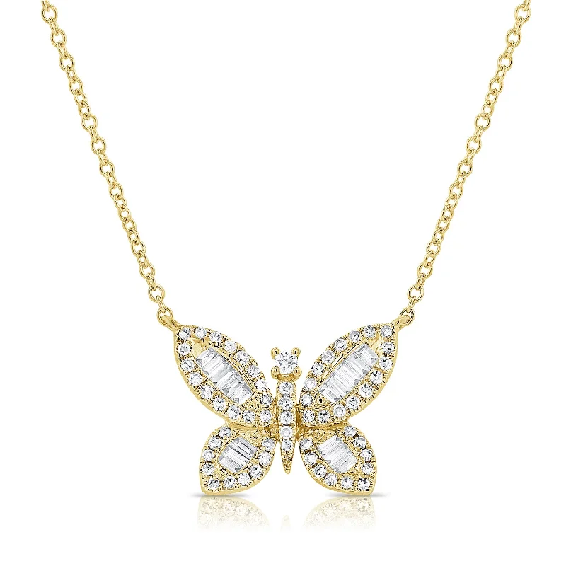 unique design necklace -Joelle Diamond Butterfly Pendant 1/5 ct 14K White Gold Diamond Necklace